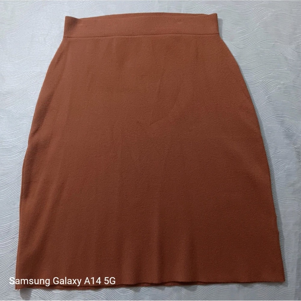 Maeve By Anthropologie Women's Skirt Size Large Stretch Midi Brown/Orange - EUC
